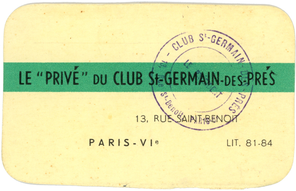 Carte Club Saint-Germain-des-Prés